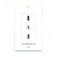 Placa Tapa ABS HDMI 4k pigtail + USB C + USB 3.0